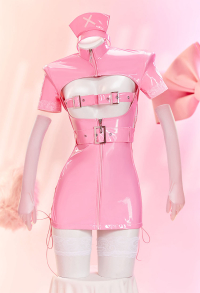 Halloween Sexy Lingerie Dress Nurse Style Cutout Dress and Gloves with Hat and Thigh Socks